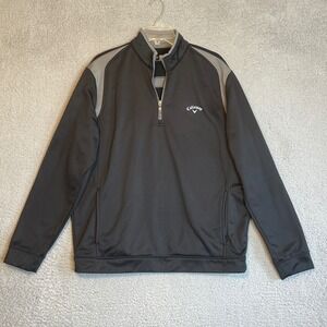 Callaway Golf Pullover Gray Black Mens Large 1/4 Zip Long Sleeve Top